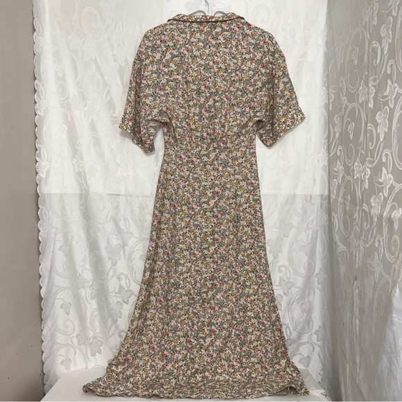 NWT ZARA Vintage Cream Floral Motif Short Sleeved Summer Midi Bodycon Dress - Picture 4 of 10